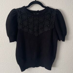 NWT Express Black Puff Sleeve Lace Blouse